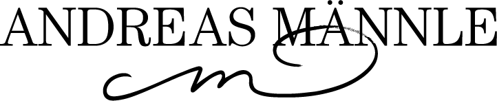 Das Bild zeigt den Namen "ANDREAS MÄNMLE" in einer eleganten, kursiven Schrift mit einem unteren Schmuckstrich.