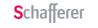 Das Bild zeigt das Wort "Schafferer" in einer Schriftart, wobei das "S" in Rot und der Rest des Wortes in Grau dargestellt ist.