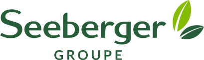 Das Bild zeigt das Logo von "Seeberger GROUPE" mit dem Wort "Seeberger" in grüner Schrift und einem grünen Blattsymbol rechts daneben.