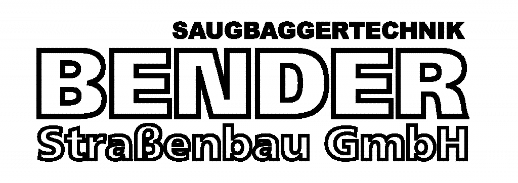 Logo mit der Aufschrift "SAUGBAGGERTECHNIK BENDER Straßenbau GmbH".