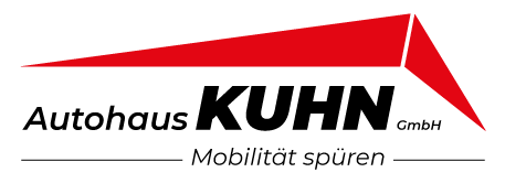 Logo von Autohaus KUHN GmbH mit dem Slogan "Mobilität spüren" und einem roten Dreieck.